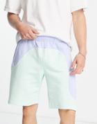 Nike Color Clash Color Block Shorts In Pale Blue