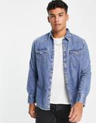 Levi's Denim Shirt In Flat Stone In Mid Blue-blues
