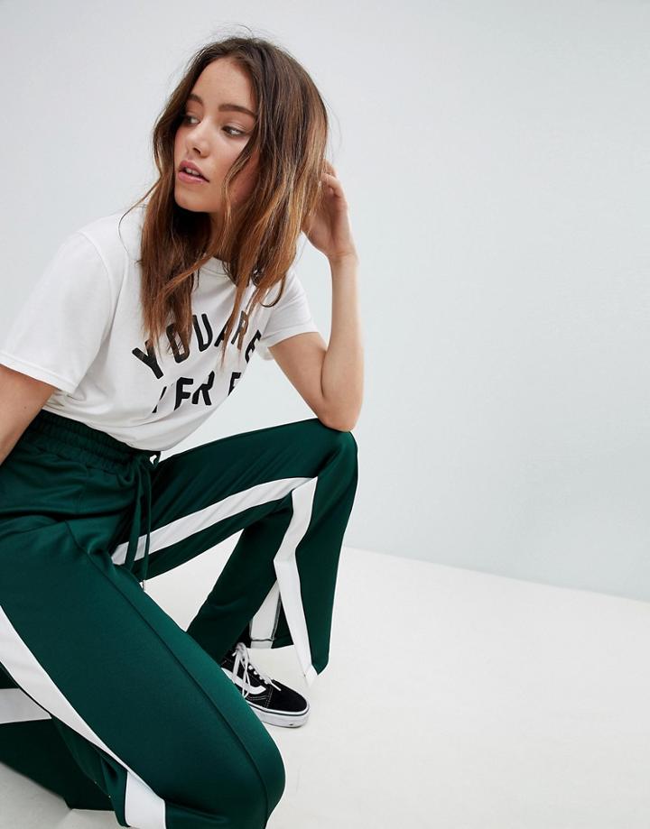 Bershka Jogger With Side Stripe - Green