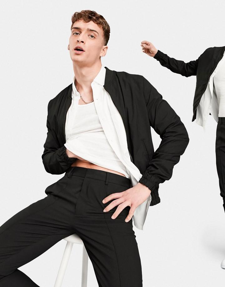 Asos Design Smart Bomber Jacket Set In Black