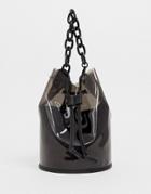 Bershka Plastic Chain Handle Bag In Black - Black
