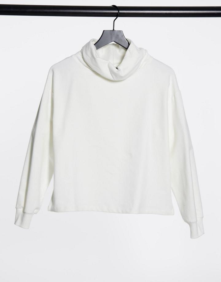 Asos Design Structured High Neck Cozy Sweatshirt In Winter White