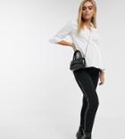 Asos Design Maternity Under The Bump Ponte Skinny Pants With Rhinestone Zips-black