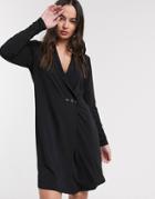 Ichi Soft Wrap Tuxedo Dress-black