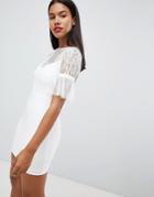 Rare London Tulle Sleeve Mini Dress-white