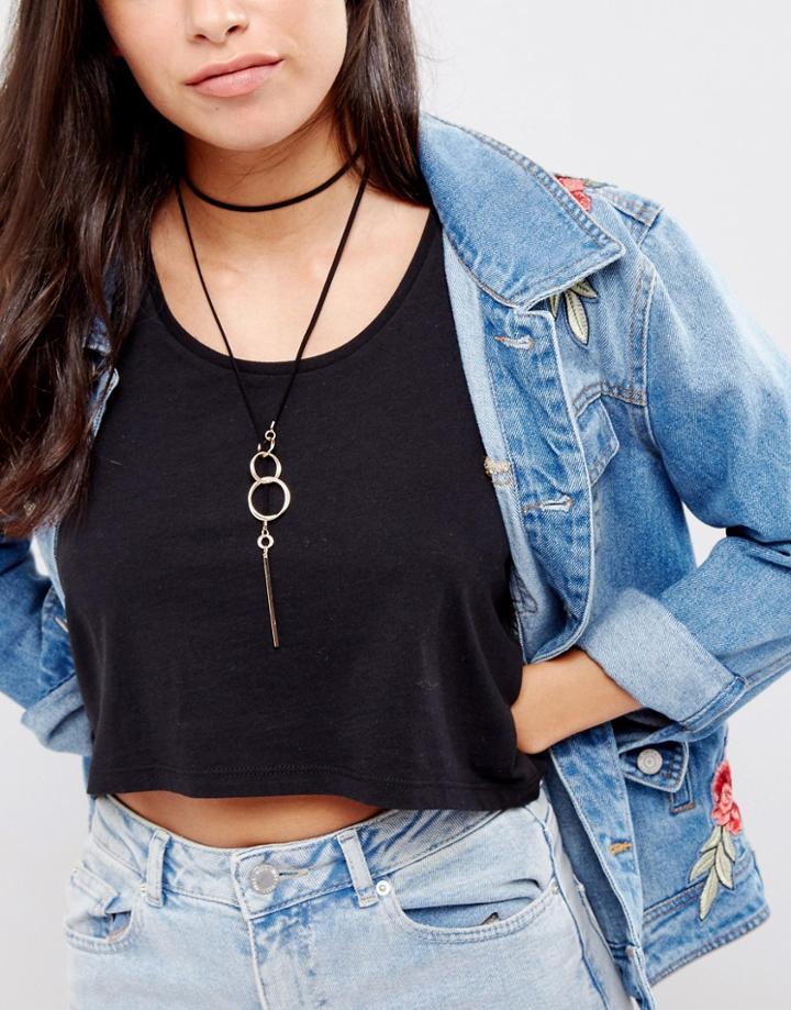 Nylon Loop Through Wrap Around Necklace - Black