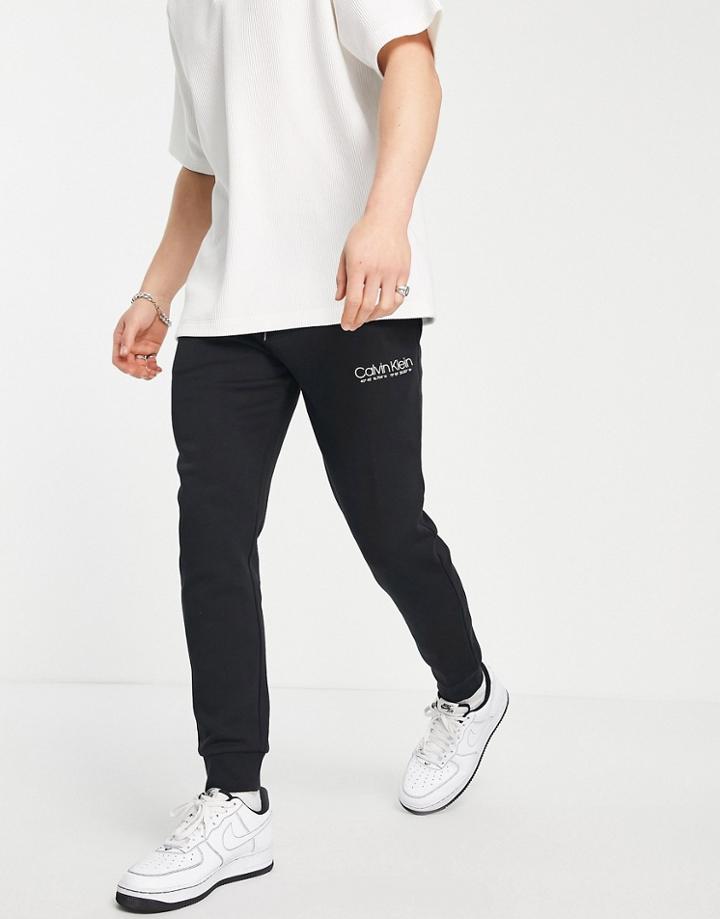 Calvin Klein Logo Coordinates Cuffed Sweatpants In Black