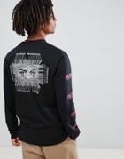 Volcom Black Hole Long Sleeve T-shirt With Sleeve Print In Black - Black