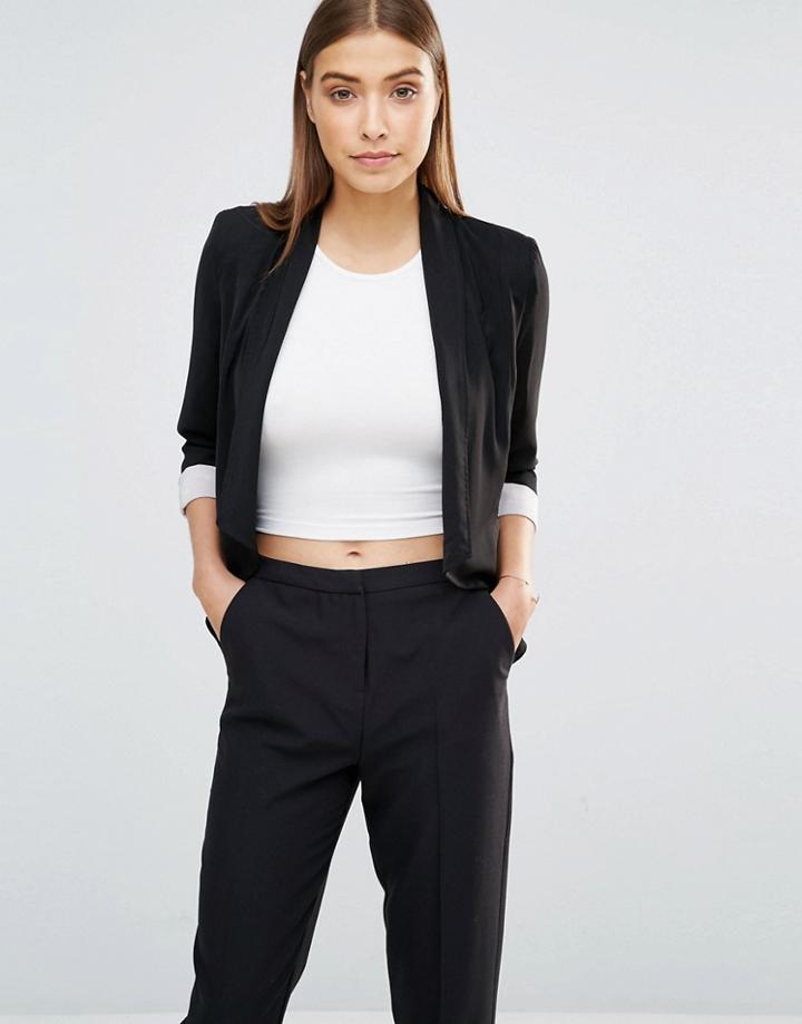 Ax Paris Waterfall Cropped Jacket - Black
