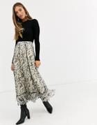 Lost Ink Maxi Skirt In Ditsy Floral-cream