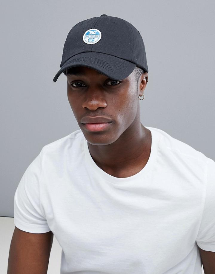 North Sails Logo Baseball Cap In Black - Black