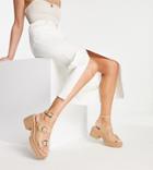 Asos Design Wide Fit Heston Chunky Mid Heel Sandals In Beige-neutral
