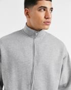 Asos Design Oversized Jersey Track Jacket In Gray Heather-grey