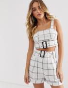 4th & Reckless Buckle Crop Top In Check Print - Multi