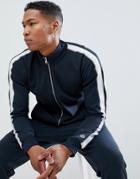 Selected Homme+ Track Top With Badge Detail - Navy