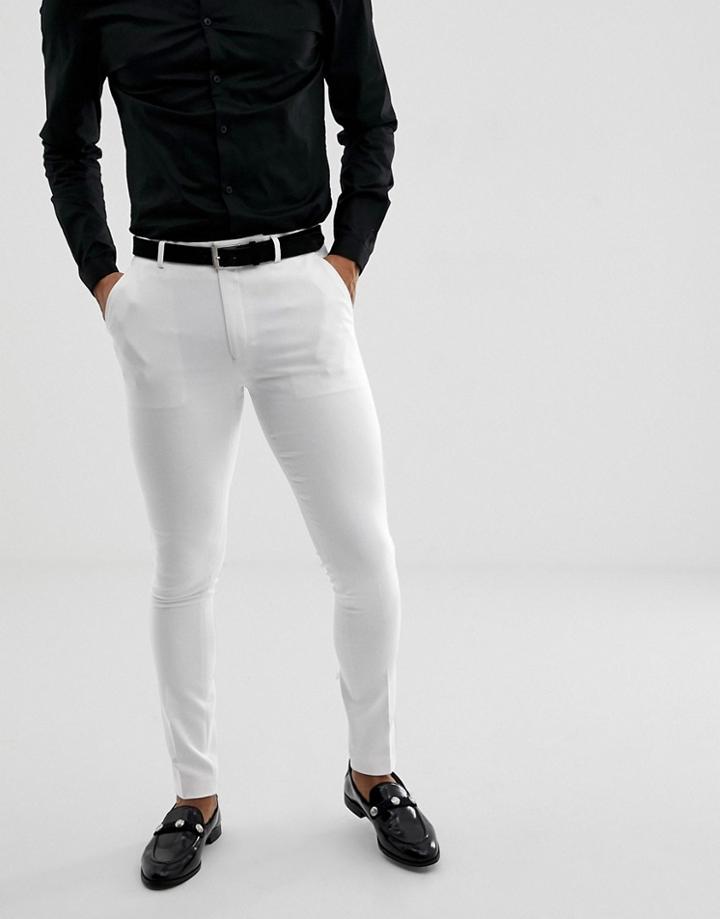 Asos Design Super Skinny Suit Pants In White - White