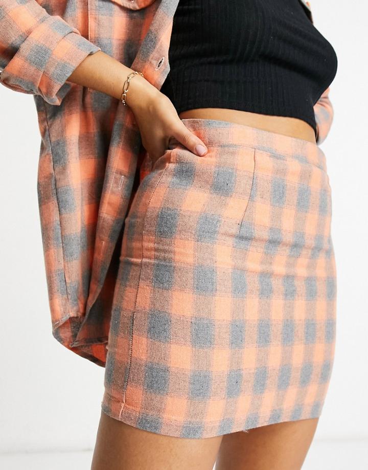 Heartbreak Tailored Mini Skirt In Orange Check - Part Of A Set-multi