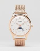 Henry London Richmond Moonphase Rose Gold Mesh Watch With Date - Gold