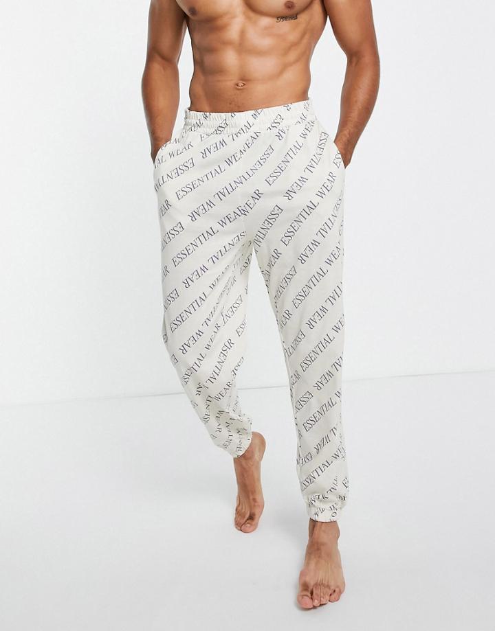 Asos Design Lounge Oversized Sweatpants With All Over Essential Wear Print-multi