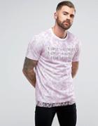 Asos Longline T-shirt With Lace Double Layer And Phone Number Print - Purple