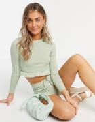 In The Style X Demi Jones Crop Top In Sage-green
