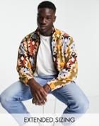 Asos Design Oversized Festival Fleece Jacket In All Over Print-multi