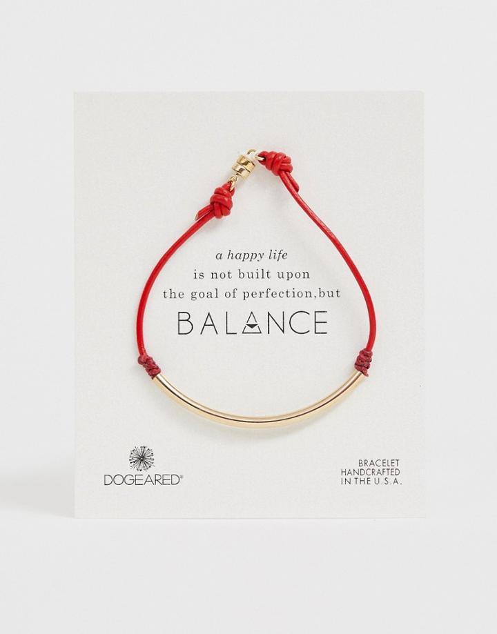 Dogeared Balance Tube Pebble Leather Bracelet - Red