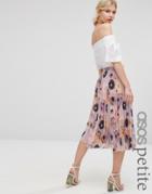 Asos Petite Floral Printed Pleated Midi Skirt - Multi