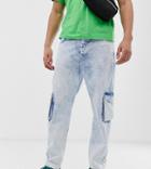 Collusion X003 Utility Jeans In Bleach Wash-blue