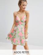 Asos Petite Salon Floral Organza Pinny Mini Prom Dress - Multi