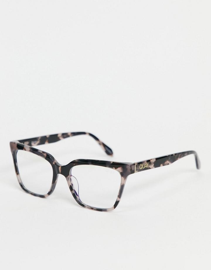 Quay Ceo Womens Cat Eye Blue Light Glasses In Milky Tortoise-neutral