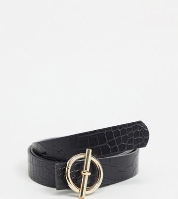 My Accessories London Curve Exclusive Waist And Hip Jeans Belt With T-bar Buckle Fastening In Black