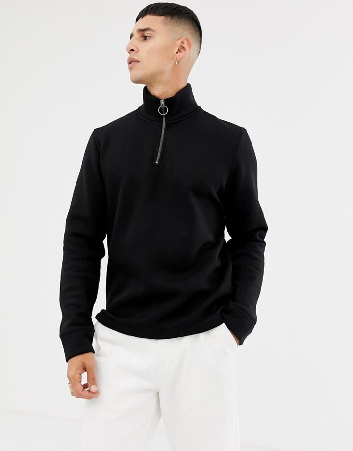 Selected Homme 1/4 Zip Sweatshirt - Black