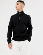 Selected Homme 1/4 Zip Sweatshirt - Black