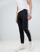 Burton Menswear Tapered Smart Pants With Side Stripe In Black - Black