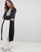 Asos Design Maxi Cardigan In Fluffy Yarn - Gray