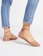 Asos Design Lint Ballet Flats In Taupe-neutral