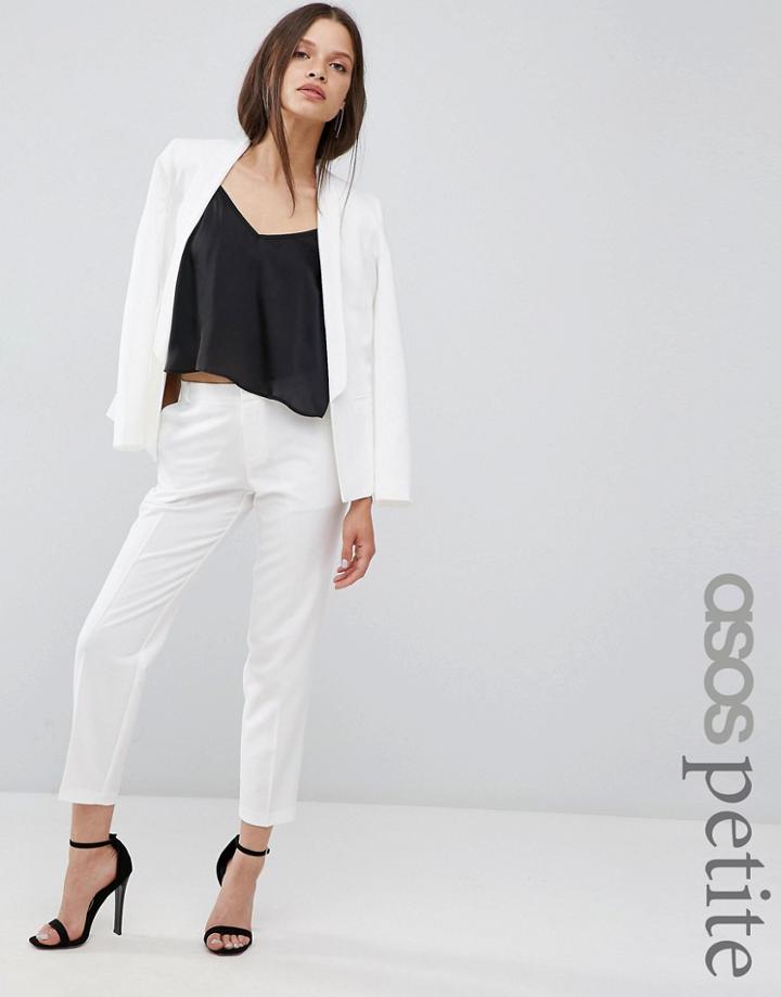 Asos Petite Ankle Grazer Cigarette Pant In Crepe - Ivory