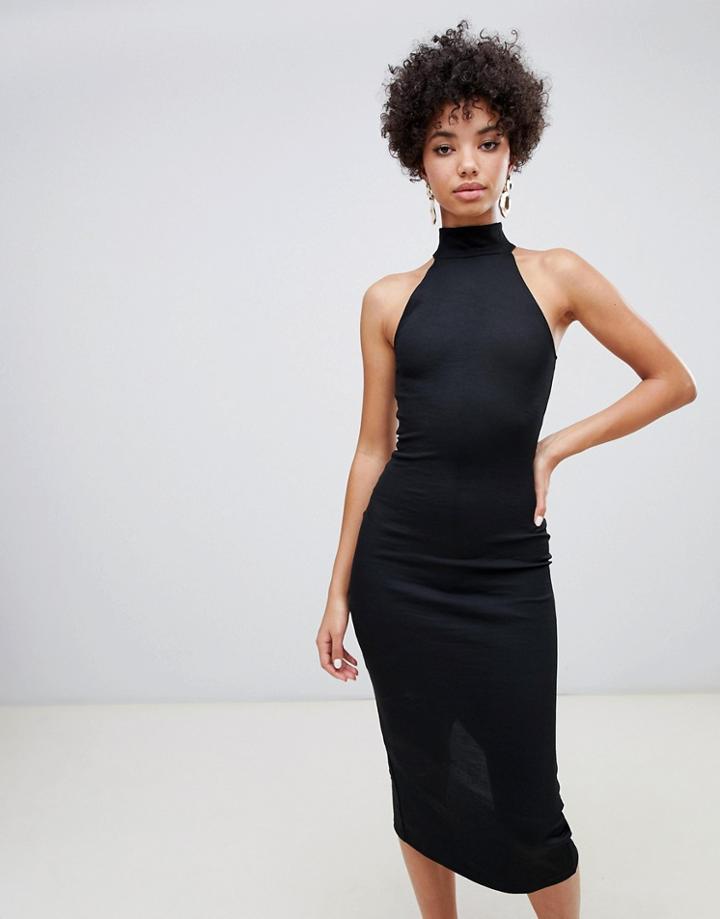 River Island Bodycon Dress With High Neck In Black
