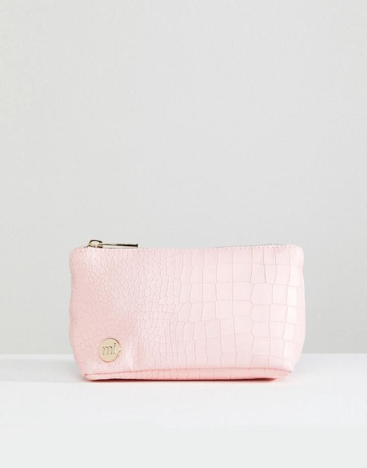 Mi-pac Makeup Bag In Matt Faux Croc - Pink