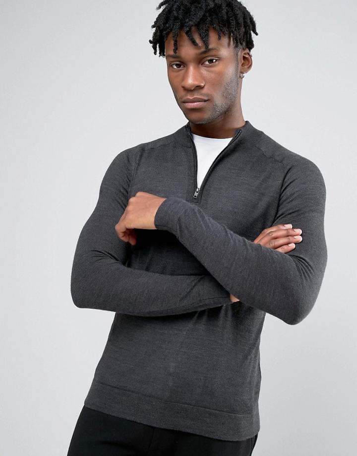 Kiomi Sweater With Half Zip - Gray