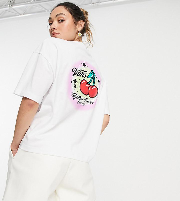 Vans Occasion Back Print Crop T-shirt In White Exclusive At Asos