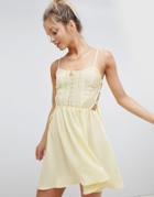 Asos Design Broderie Tie Side Beach Dress - Yellow