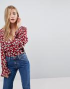 Asos Wrap Top In Vintage Ditsy - Multi