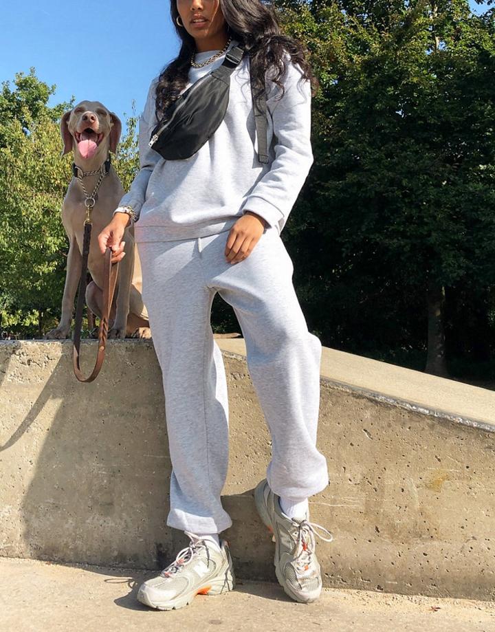 Asos Design Tracksuit Oversized Sweat / Oversized Jogger In Gray Marl-grey