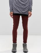 Asos Extreme Super Skinny Chinos In Burgundy - Burgundy