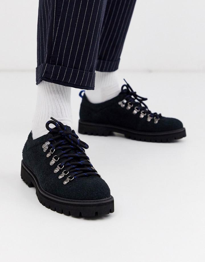 Asos Design Hiker Shoe In Black Faux Suede Black Sole