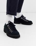 Asos Design Hiker Shoe In Black Faux Suede Black Sole