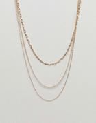 Asos Design Mixed Chain Multirow Necklace - Gold