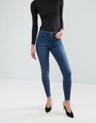 Asos Sculpt Me High Waisted Premium Jeans In Leni Wash - Blue
